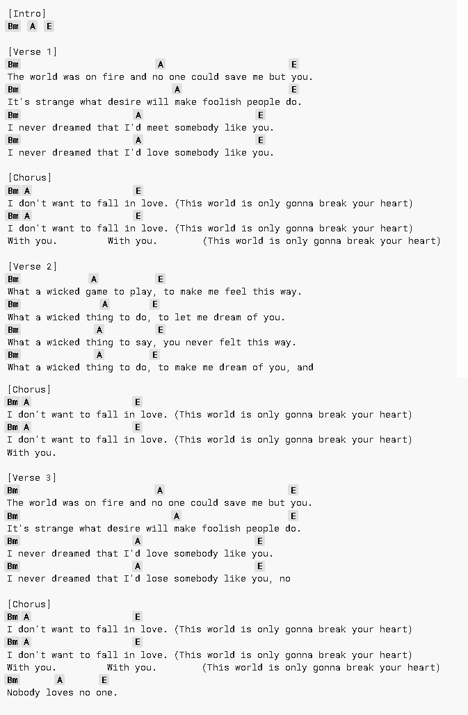 Wicked Game Guitar Tab - Chris Isaak | ULTIMATE-TABS.COM